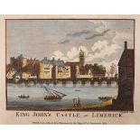 18th and 19th century views of Munster. Hand coloured engravings, King John's Castle at Limerick and