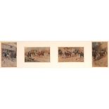 George Wright (1860-1942) coaching vignettes, watercolour, four framed as one. A set of four