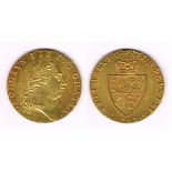 George III, gold guinea, 1787. Spade type, small die crack bextremely fineore bust, nicely toned,