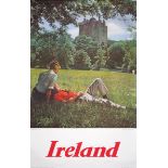 1960s Travel Poster Ireland, Blarney Castle. Colour lithograph."Ireland" promotional poster