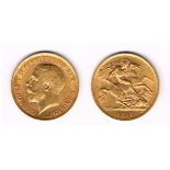 George V gold half sovereigns, 1912 and 1914. Very fine and about fine.