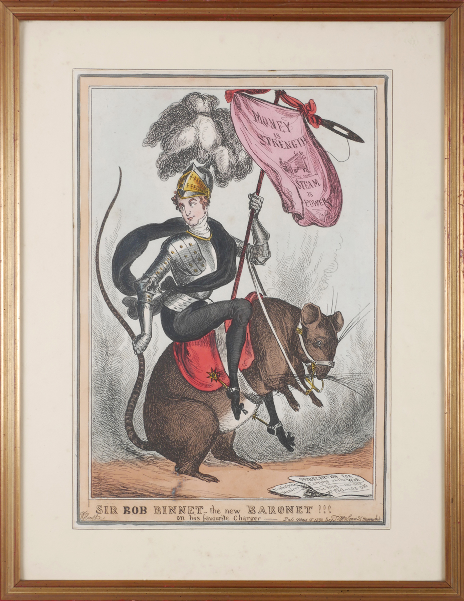 1830 (May 15) Sir Bob Binnett the new Baronet on his favourite charger. A hand-coloured engraving of - Image 2 of 2