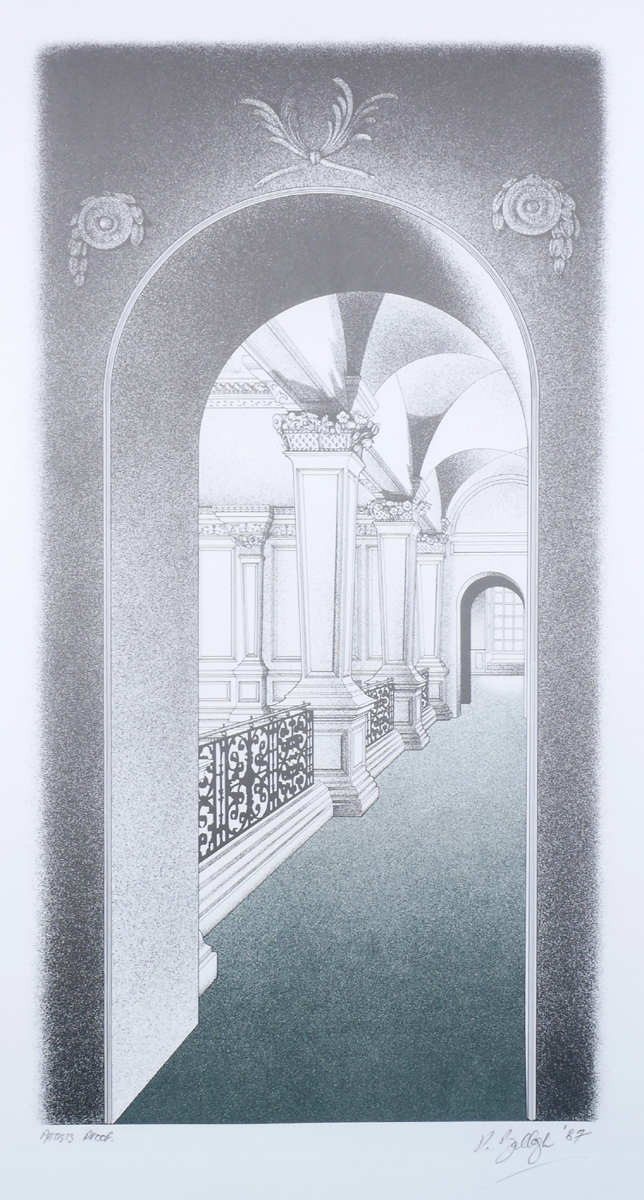 Interior of Castletown House (1987) by Robert Ballagh, Artist's proof. Lithograph, signed and