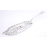 A Victorian Irish silver fiddle-pattern fish-slice, by Philip Weeks. The clip-shaped blade brightcut