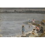 William John Leech RHA ROI (1881-1968) PLAYING BY THE SHORE oil on canvas board signed lower right 8