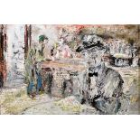 Jack Butler Yeats RHA (1871-1957) THE MAN WITH THE WRINKLED FACE, 1944 oil on board signed lower