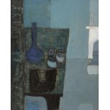 Arthur Armstrong RHA (1924-1996) BLUE STILL LIFE, 1966 oil on board signed lower left; with