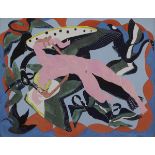 Basil Ivan Rákóczi (1908-1979) SWANS ENCIRCLING NUDE, c.1940s-1950s acrylic on paper laid on board