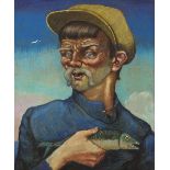 Harry Kernoff RHA (1900-1974) "HOLY MACKERAL" (CONNEMARA FISHERMAN, RENVYLE, WALSH), 1960 oil on