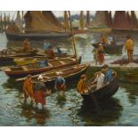 Aloysius C. O'Kelly (1853-1936) FISHING BOATS AT CONCARNEAU, FRANCE oil on canvas signed lower right