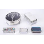 A collection of silver and vertu. A Victorian silver and cut-glass travelling inkwell with engine-