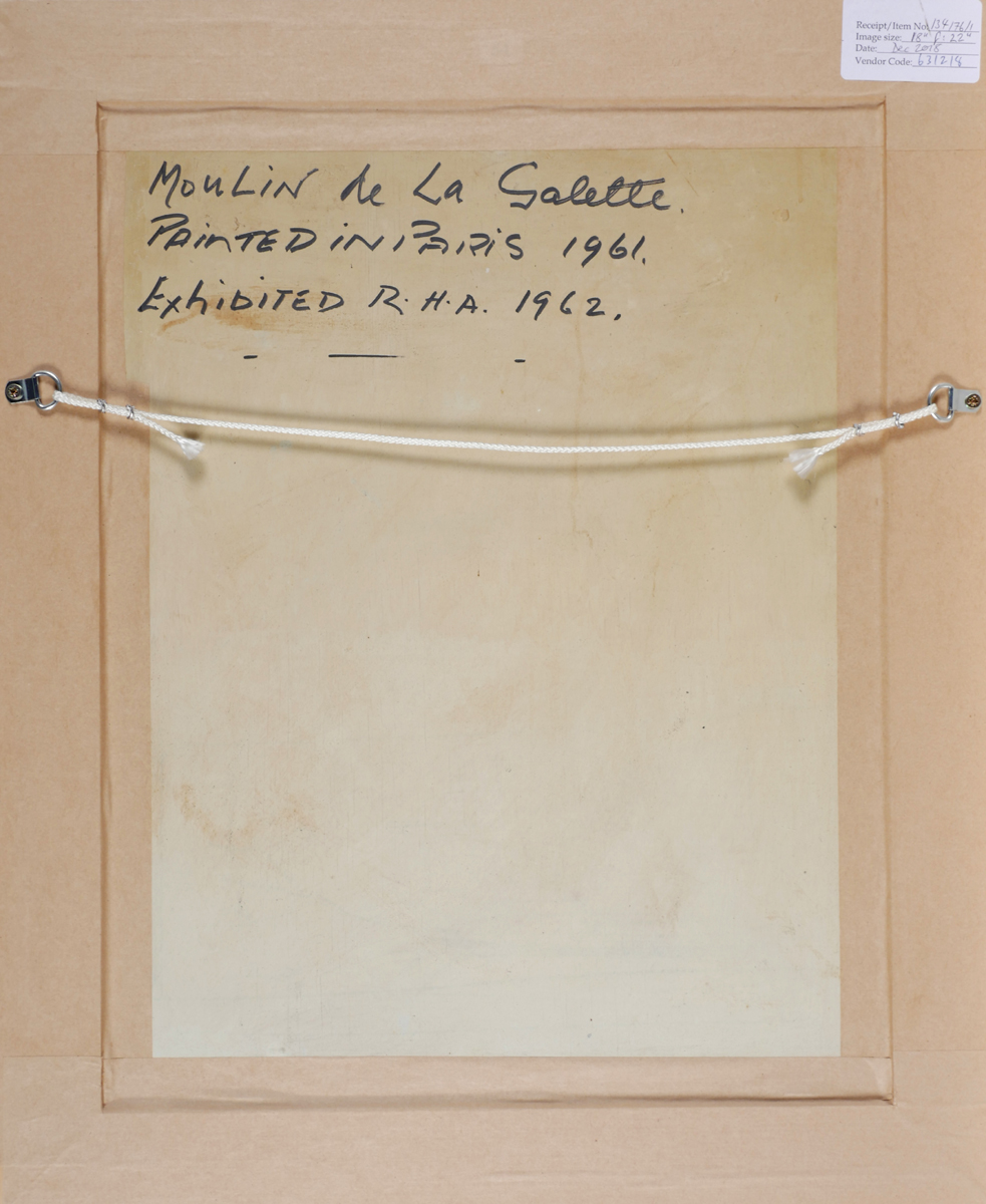 Henry Healy RHA (1909-1982) MOULIN DE LA GALETTE, PARIS, 1961 oil on panel, signed lower right; - Image 4 of 4