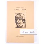 Kinsella, Thomas. Open Court, signed limited edition. Peppercannister, Dublin, 1991. 8vo, brown