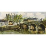 Anne Tallentire (b.1949) THE OLD BRIDGE, ENNISCORTHY, COUNTY WEXFORD oil on canvas, signed lower