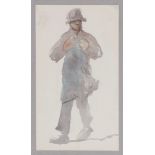 Michael Healy (1873-1941) DUBLINERS watercolour, with Dawson Gallery label on reverse, 5.25 by