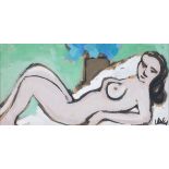 Markey Robinson (1918-1999) NUDE gouache, signed lower right, 5.75 by 11.75in. (14.6 by 29.8cm)