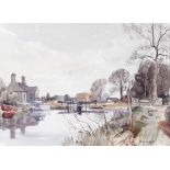 Tom Nisbet RHA (1909-2001) GRAND CANAL, SHERLOCKSTOWN, COUNTY KILDARE watercolour, signed lower