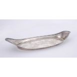 A George III Irish silver snuffer stand, by James Scott. A navette shaped tray, enclosed by a rope-