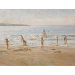 Kevin Flood ON THE BEACH, ROSSES POINT, COUNTY SLIGO oil on canvas, signed lower right; titled on