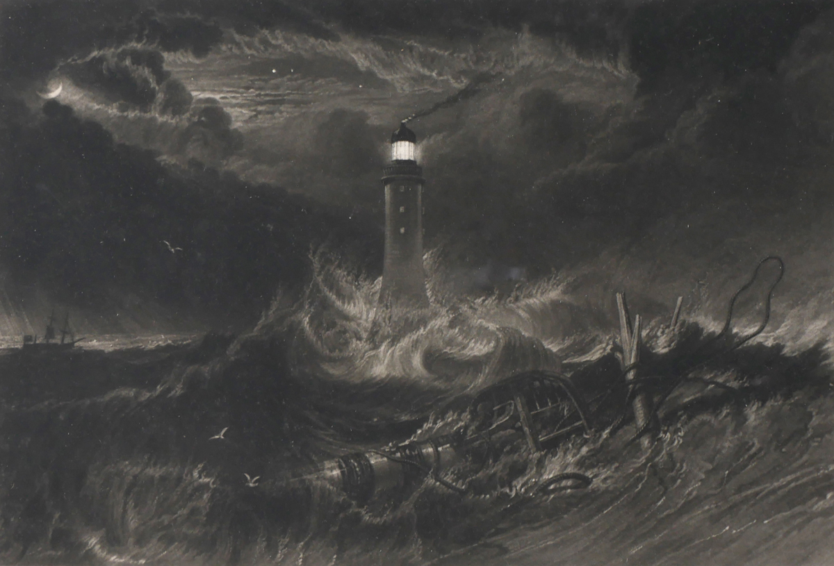 After Joseph Mallord William Turner RA (1775-1851) THE EDDYSTONE LIGHTHOUSE and SUN RISE, WHITING - Image 2 of 4