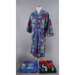 Keith Haring (American, 1958-1990) BATHROBE & TWO TOWELS, 1982 bathrobe; (1); towels; (2), , 61 by