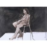 Charles Harper RHA (b.1943) SEATED WOMAN watercolour, signed lower right, 17.25 by 24.25in. (43.8 by