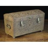A Decorative German Patinated Steel Jewellery Casket ornamented with elaborately pierced and