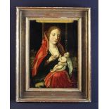 A 16th Century Flemish Oil on Panel; Maria Lactens 17 ins x 12 in (43 cms x 30 cm),