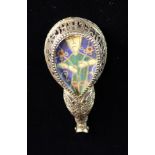 A Gilt Silver Metal & Champlève Enamel Replica of The Alfred Jewel, 2½ in x 1¼ in (6.5 cm x 3 cms).