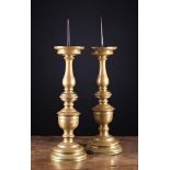 A Pair of Large 16th/17th Century Italian Style Bronze Pricket Candlesticks.