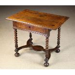 A Fine Late 17th/Early 18th Century Oak Side Table inlaid with decorative banding.