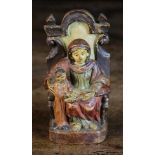 A Small 18th Century Polychromed Limewood Carving of The Teaching of Mary, 5 in (13 cm) in height.