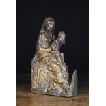 A 16th Century Gilded Oak Retable Carving of The Virgin & Child.