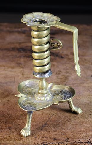 An Attractive 17th/18th Century Brass Candle/Chamber Stick.