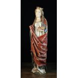 A Fine 15th Century Polychromed Carving of The Virgin Annunciate,