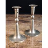 A Pair of Unusual 18th Century Trumpet Based Candlesticks.