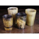 Four Large 19th Century Horn Beakers, ranging from 5¾ in (14.5 cm) to 4¾ in (12 cm) in height.