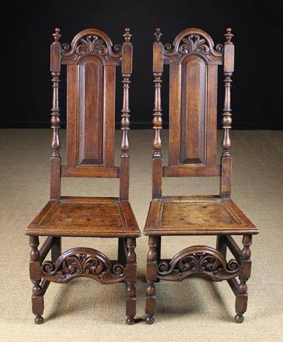 A Pair of Early 18th Century Oak Backstools, Circa 1700.