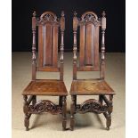 A Pair of Early 18th Century Oak Backstools, Circa 1700.