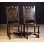 A Pair of Fine North Country Joined Oak Back Stools, Circa 1670.