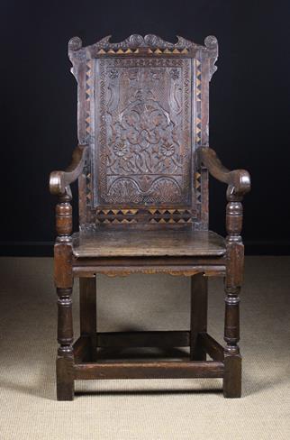 A 17th Century Style Oak Wainscot Chair.