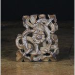 A Small & Rare Late 15th Century Pierced Oak Ornamental Boss carved with a tangle of interlaced
