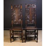 A Pair of Late 17th Century Oak Back Stools, Circa 1690.