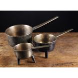 Three 17th or 18th Century Somerset Bronze Skillets attributed to The Fathers foundry, Montacute,
