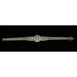 A Fabulous 18 Carat White Gold Bracelet (unmarked) set with 131 diamonds radiating from a central