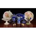 A Collection of Miscellaneous Ceramics: Four pieces of Wedgwood Jasperware; a candlestick,