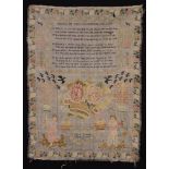 A Fine Regency Sampler worked in coloured silks by Mary Renshaw Aged Eleven and dated 1826.