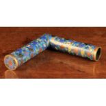 A Good Quality 19th Century Cloisonné Cane Handle decorated with flowers and foliage on a blue