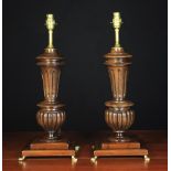 A Pair of Mahogany Stained Turned Table Lamps.