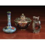 A Cloisonné Lidded Jar with floral knop finial 4 in (10 cm) in height,